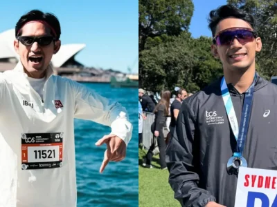 Deretan artis yang menaklukkan Sydney Marathon 2025. Foto: Dok. Instagram @ibnujamilo, @daffawardhana