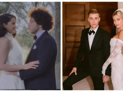 Pernikahan Selena Gomez dan Justin Bieber dengan pasangan masing-masing. Foto : Istimewa