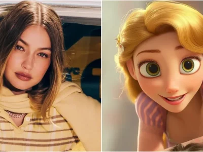 Gigi Hadid dan karakter Rapunzel dari film Disney ‘Tangled’ (Foto: Instagram/gigihadid, thedisneyanimation1981)