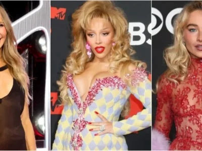 Red carper MTV VMAs (dari kiri) Jesscia Simpson, Doja Cat, Sabrina Carpenter (Foto: Getty Images/MTV, Dok. Reuters)