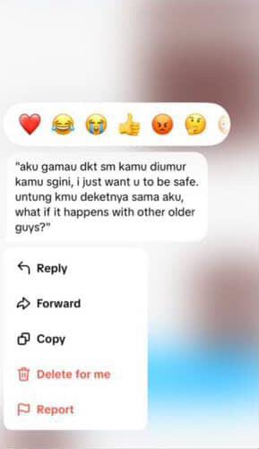 Salah satu chat Sulthon Kamil pada korban (Foto: X/TEWASUSAIPESTA)