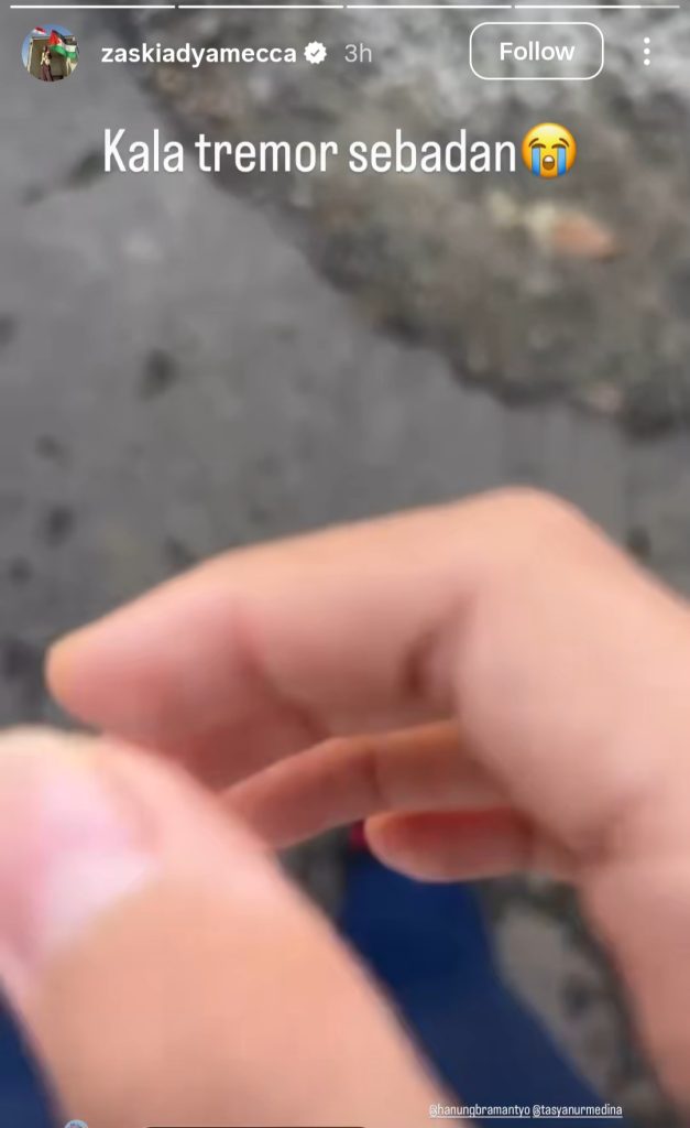 Tangan Kala gemetar karena takut (Foto: Instagram/zaskiaadyamecca)