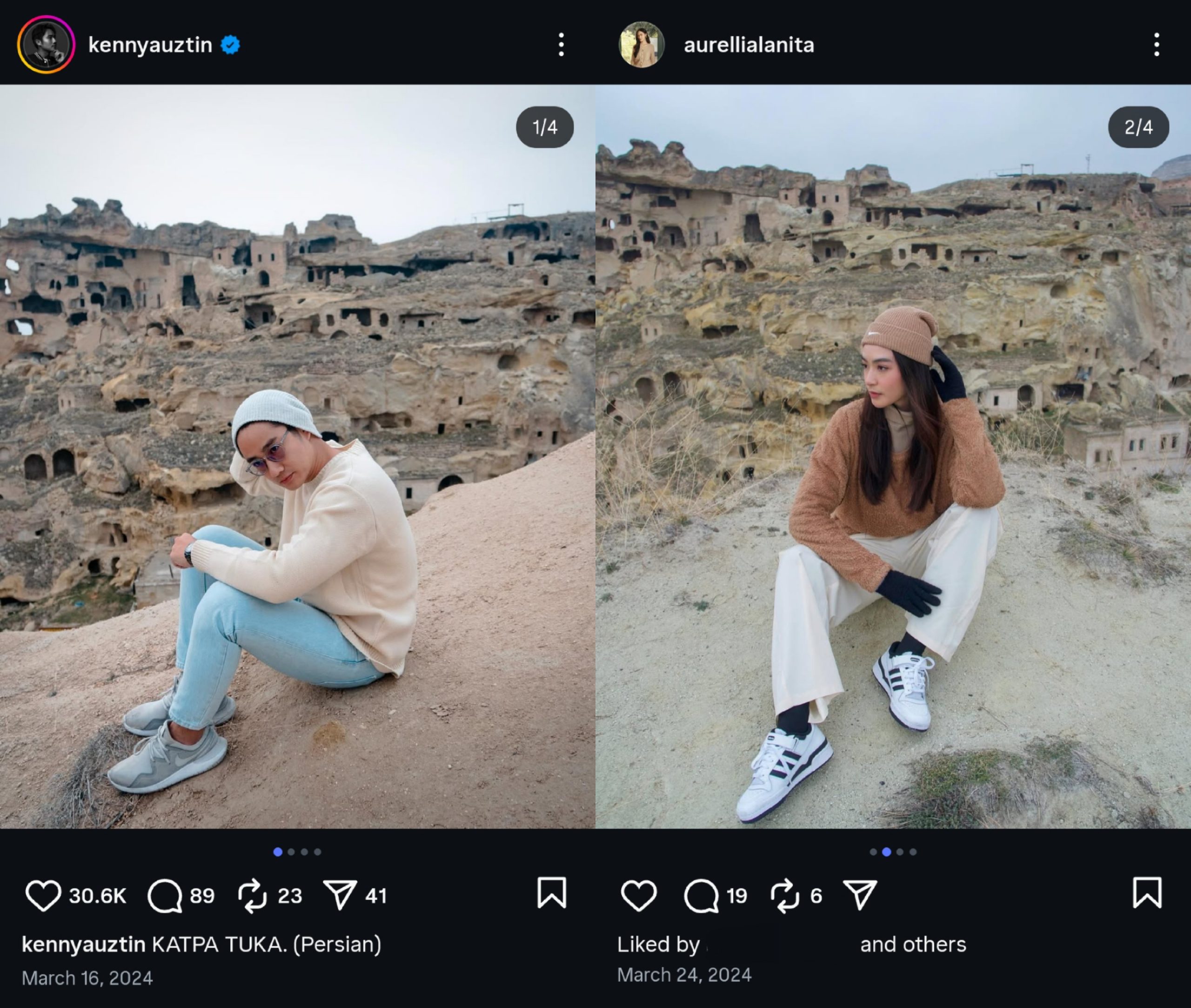 Berlibur bersama ke luar negeri. Foto: Dok. Instagram @kennyauztin, @aurellialanita