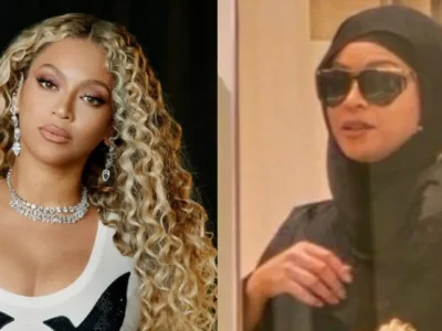Beyonce mengenakan hijab saat di Qatar. Foto: Dok. Instagram @beyonce, X @BeyLegion