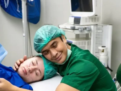 Billy Syahputra mendampingi persalinan istrinya, Vika Kolesnaya. Foto : Instagram/bilsky16
