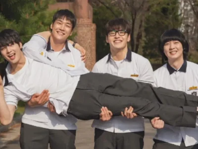 Cha Eun Woo dan tiga pemeran film Korea 'First Ride'. Foto: Dok. CGV Korea