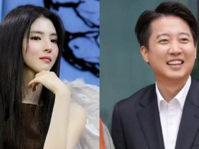 Han So Hee dan politikus Lee Jun Seok. Foto: Dok. Instagram @9ato_ent, @junseokandylee