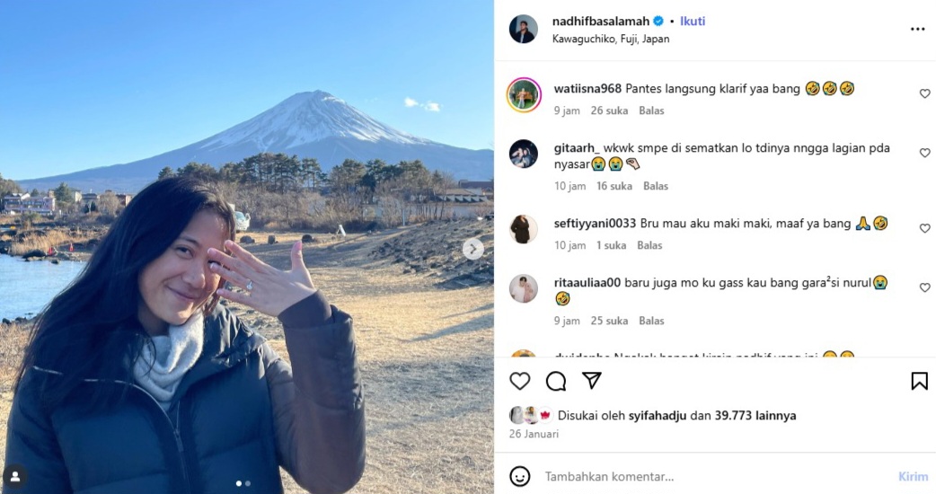 Komentar netizen di unggahan Nadhif. Foto: Dok. Tangkapan Layar Instagram