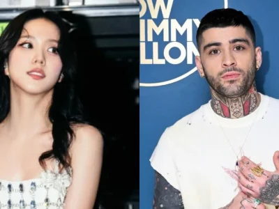 Jisoo BLACKPINK dan Zayn Malik duet. Foto: Dok. Instagram @sooyaaa__, @fallontonight