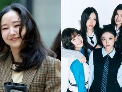 Min Hee Jin dan NewJeans. Foto: Dok. Yonhap, Instagram @newjeans_official