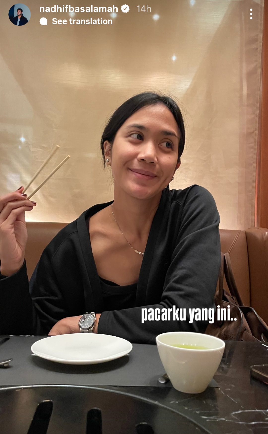 Nadhif Basalamah membagikan potret pacarnya. Foto: Dok. Instagram @nadhifbasalamah