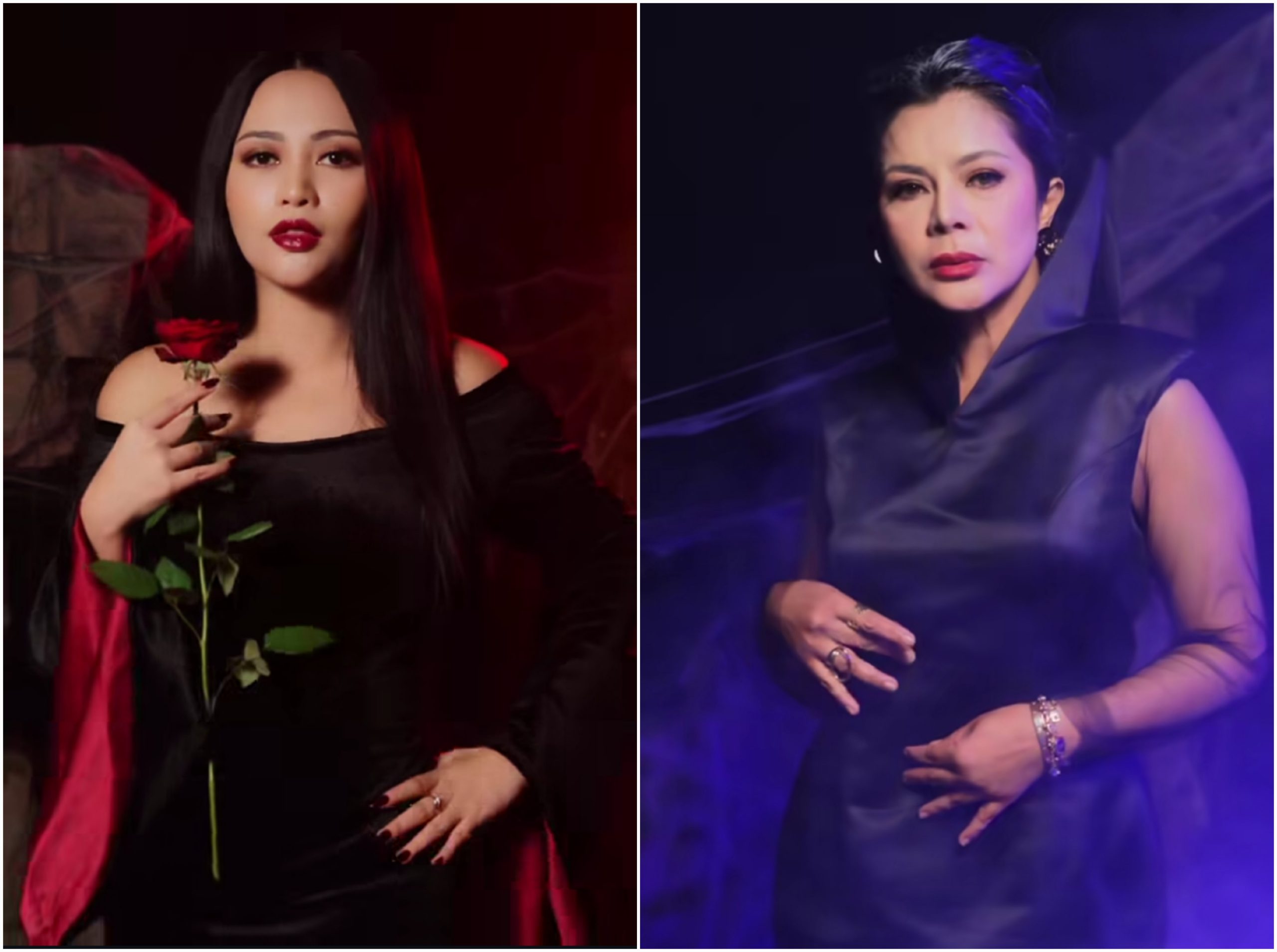 Rachel dan ibunya berdandan ala karakter Addams Family. Foto: Dok. Instagram @rachelvennya