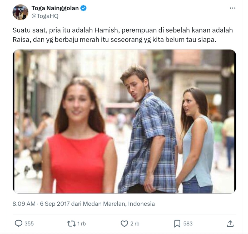 Ramalan netizen tentang Raisa dan Hamish Daud. Foto: Dok. tangkapan layar X
