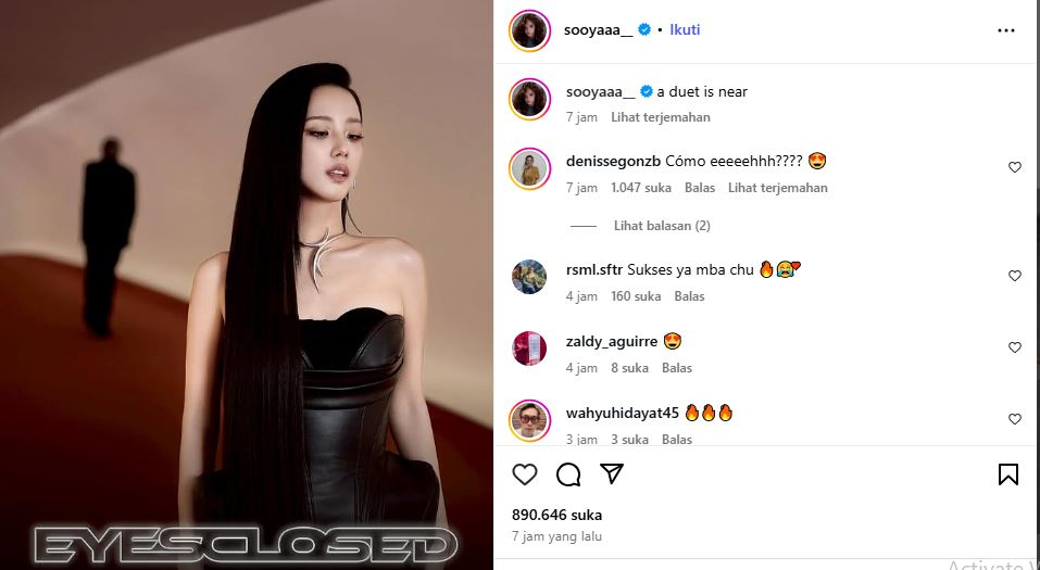 Unggahan Jisoo BLACKPINK di IG soal lagu barunya yang dikabarkan duet dengan Zayn Malik. (Foto: Tangkapan layar IG/sooyaaa__)