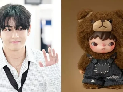 Hirono kini viral karena V BTS. Foto: Dok. Dispatch, Pop Mart