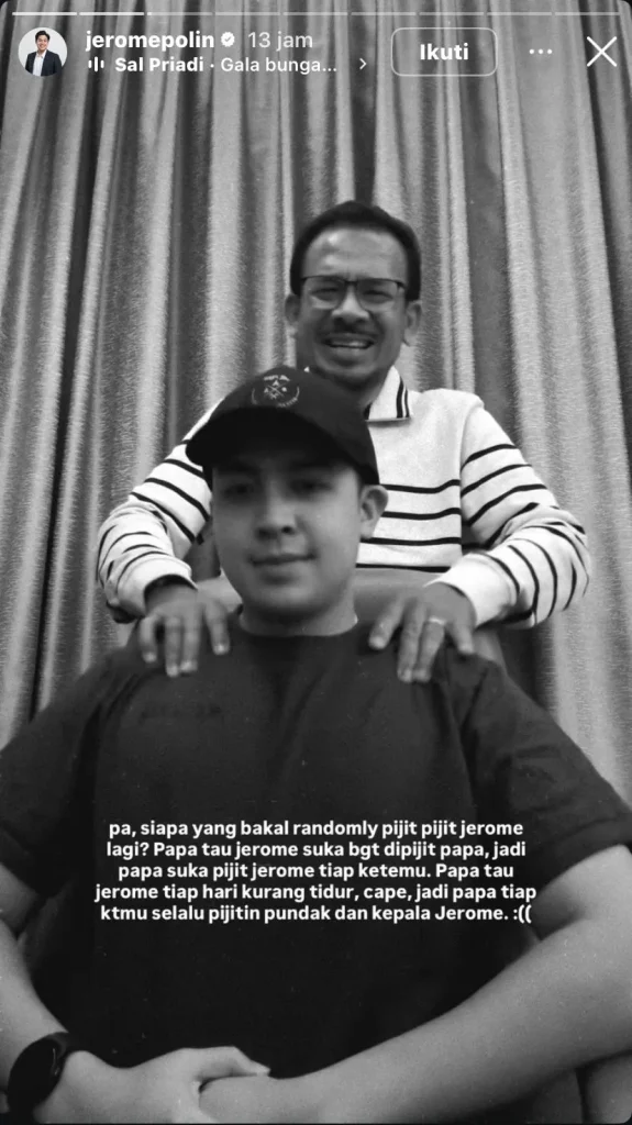 Kenangan Jerome bersama sang ayah. Foto: Tangkapan layar Instagram story @jeromepolin