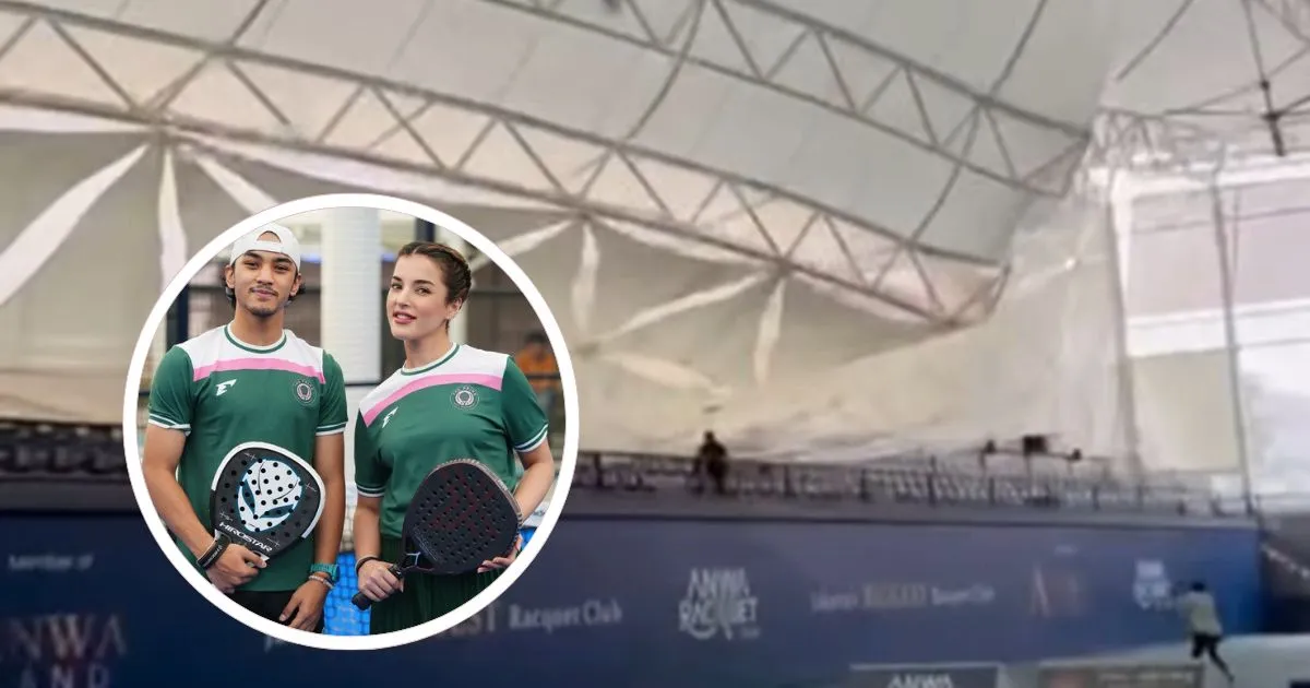 Mencekam! Atap Lapangan Padel Ambruk di Tengah Turnamen Selebriti