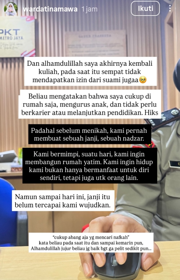 Wardatina Mawa curhat sempat dilarang kuliah. Foto: Dok. Instagram @wardatinamawa