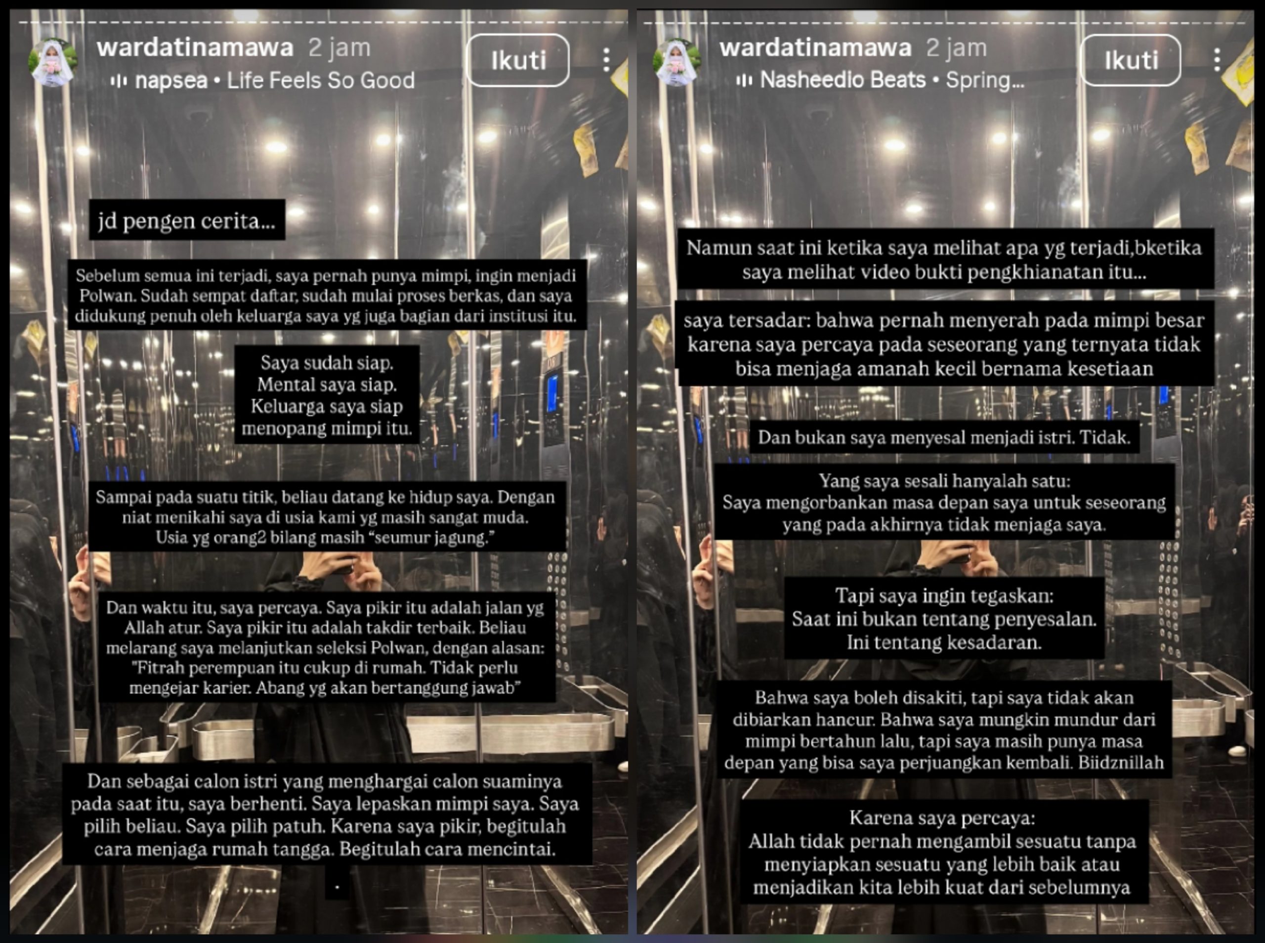 Mawa curhat mimpinya yang harus dikubur karena ajakan menikah. Foto: Dok. Instagram @wardatinamawa
