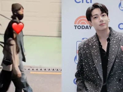 Jungkook BTS tersandung rumor pacaran setelah terciduk bersama wanita misterius. Foto: Dok. @amjustcuriouss, @bts_bighit