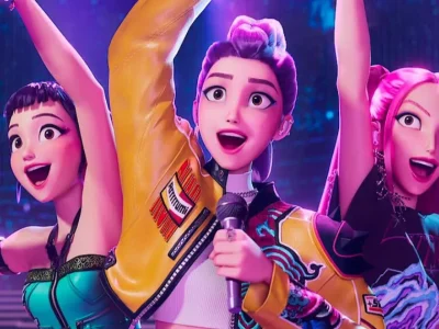 Tiga karakter utama dari film animasi 'Kpop Demon Hunters'. Foto: Dok. Netflix