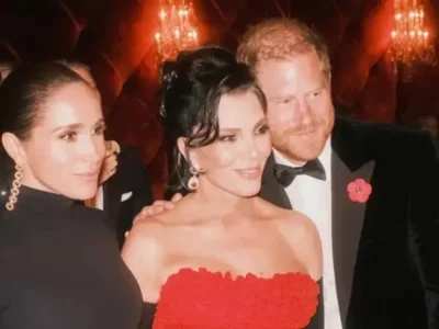 Kris Jenner bersama Pangeran Harry dan Meghan Markel. Foto: Dok. Instagram @krisjenner