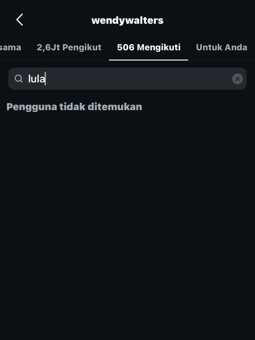 Wendy Walters berhenti mengikuti Lula Lahfa di Instagram. Foto : Instagram/wendywalters