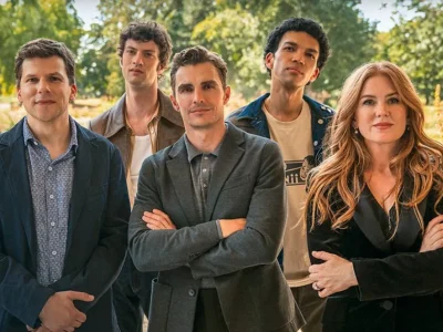 The Four Horsemen dan tiga pesulap baru di film 'Now You See Me 3'. Foto: Dok. Lionsgate