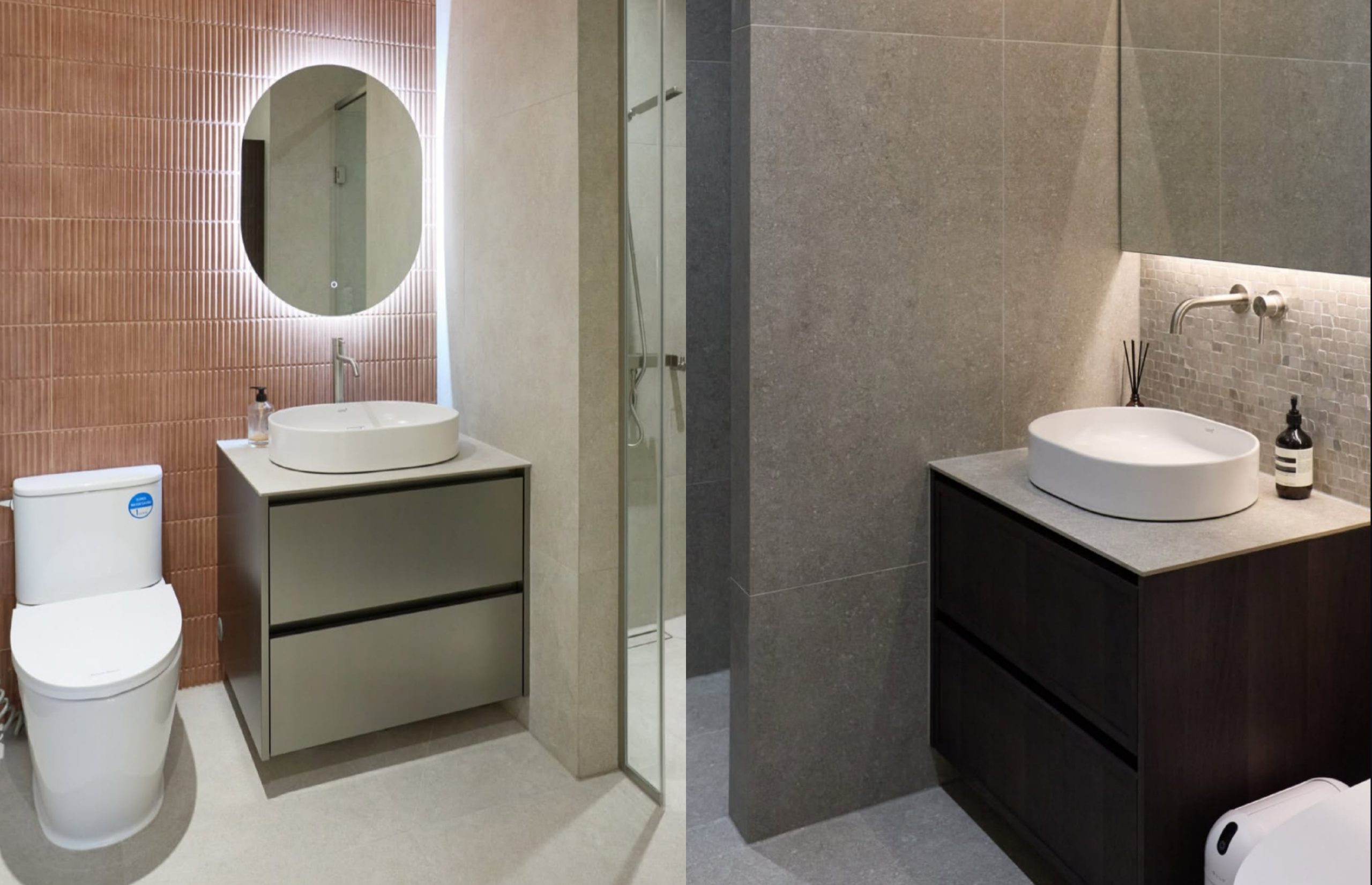 Kamar mandi dengan elemen batu dan kayu. Foto: Dok. Instagram @dallstyle_designer