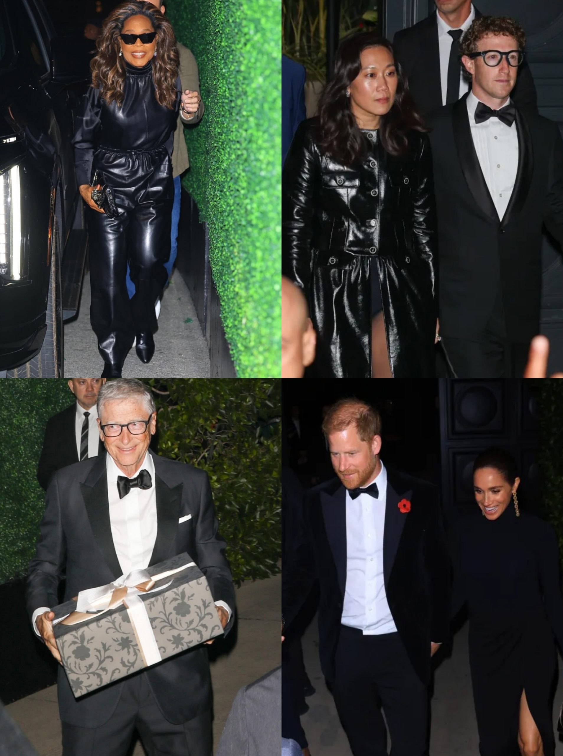 Dari kiri atas, Oprah Winfrey, Mark Zuckerberg, Bill Gates, dan Pangeran Harry. Foto: Dok. Backgrid