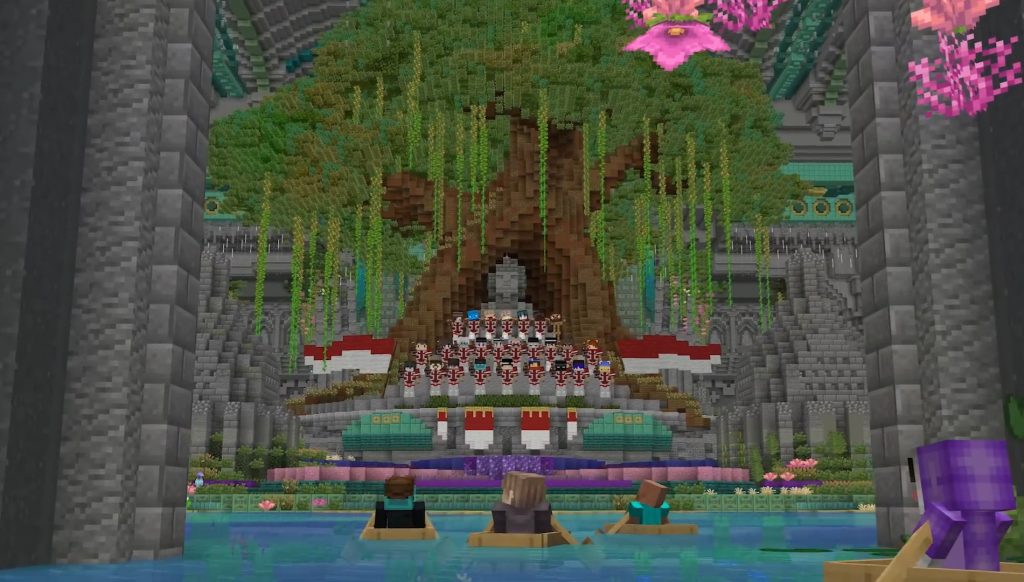 Detail di dalam Candi Borobudur yang dibangun Azrealon (Foto: YouTube/MrBeast Gaming)