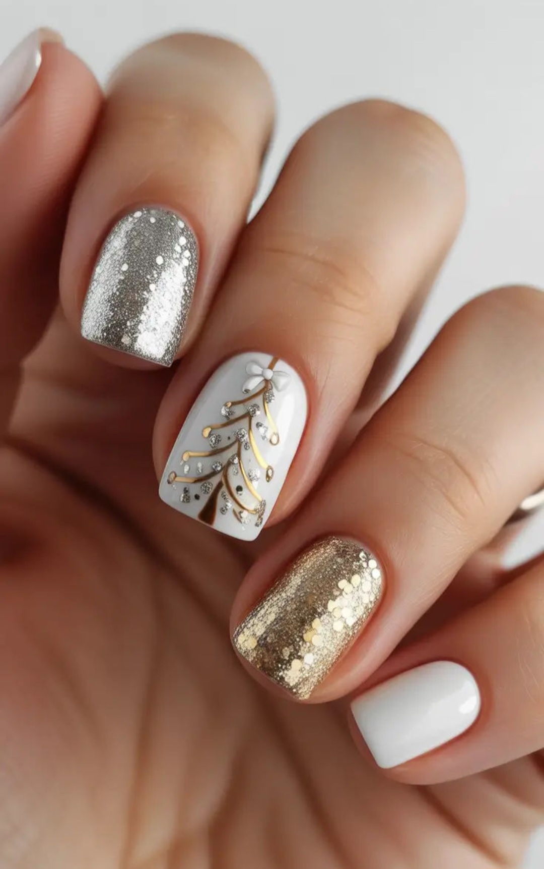 Pilihan kutek emas dan silver untuk kuku agar terlihat elegan. Foto: Pinterest