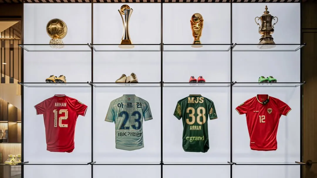 Rak khusus jersey dan piala. Foto : Instagram/jeffriangkasa