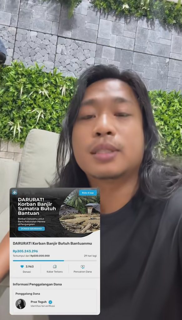 Praz Teguh membuka penggalangan donasi (Foto: Instagram/praz_teguh)